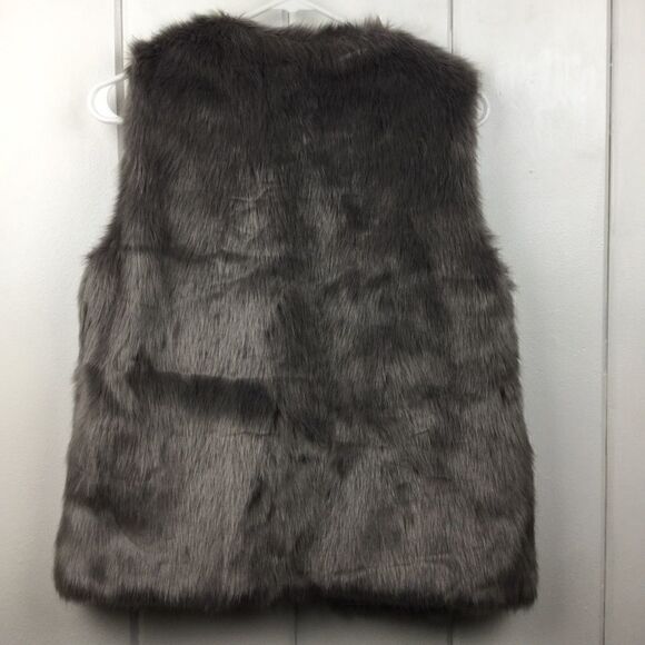 Forever 21 Gray Faux Fur Hook Front Vest S - Picture 3 of 9